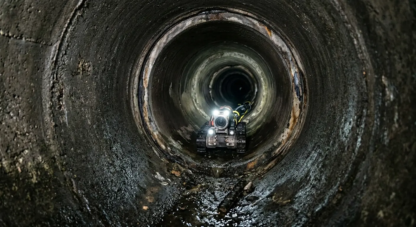 Robotic sewer camera inspecting pipe interior for Sewer Line Repair in Rocky Hill